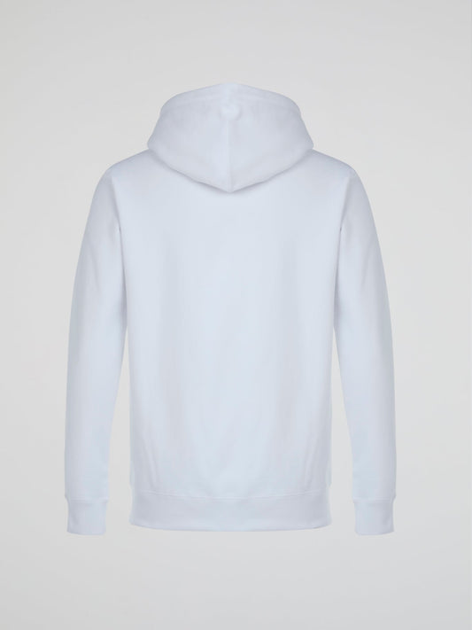 White Front Pocket Printed Hoodie