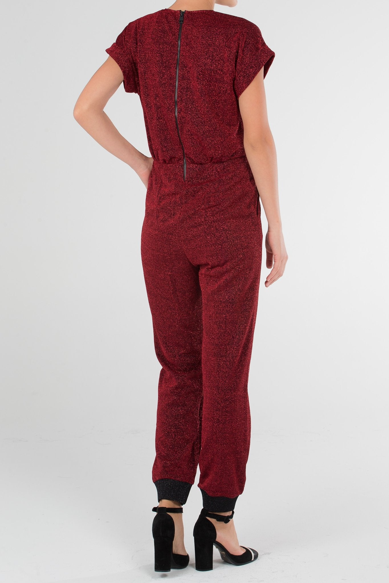 Burgundy Zip Back Surplice Overall