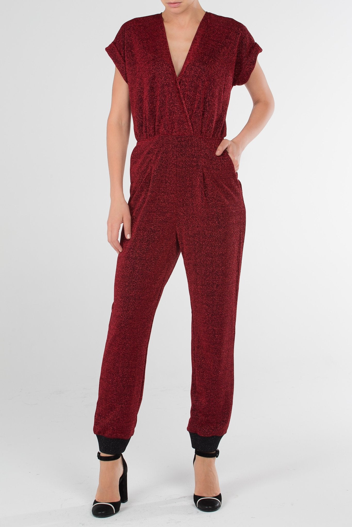 Burgundy Zip Back Surplice Overall