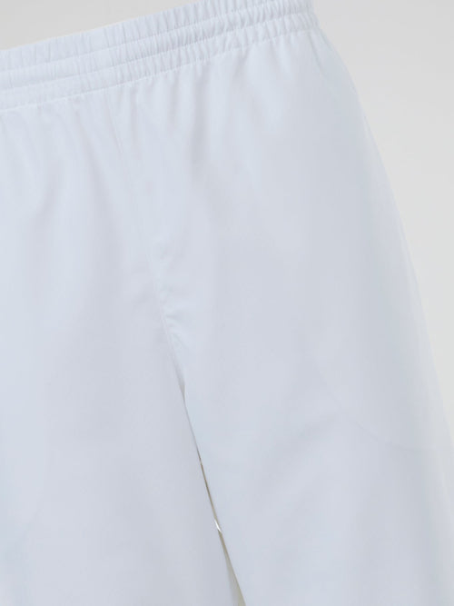 White Ribbed Waistband Track Trousers