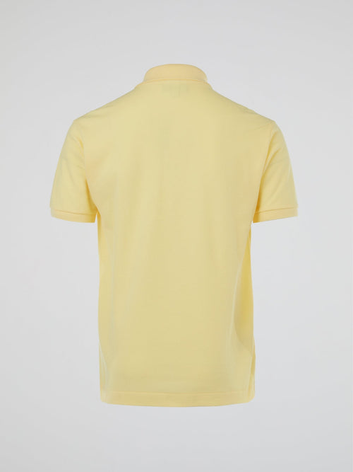 Yellow Ribbed Collar Polo Shirt