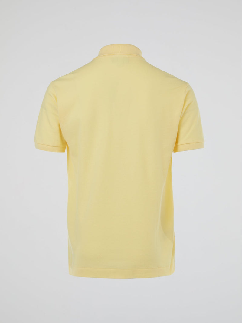 Yellow Ribbed Collar Polo Shirt