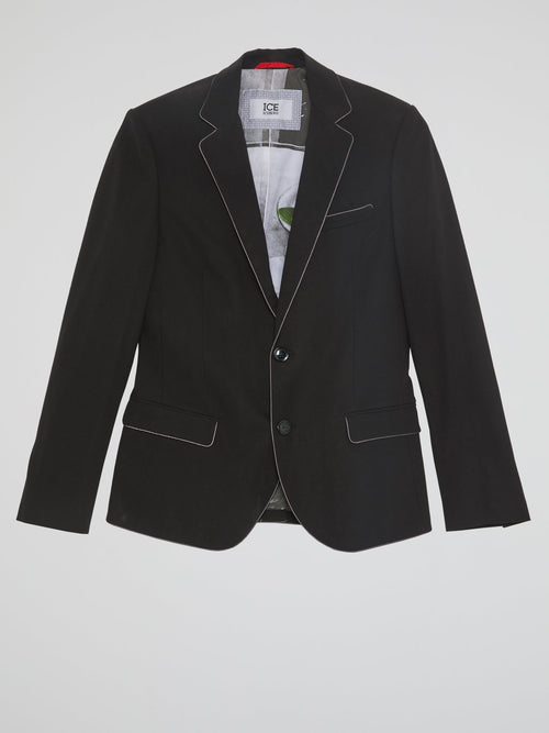 Black Contrast Lining Blazer