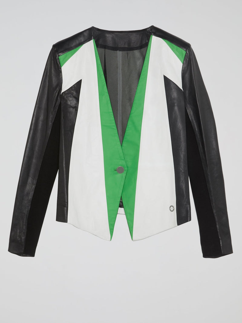 Colour Block Leather Jacket