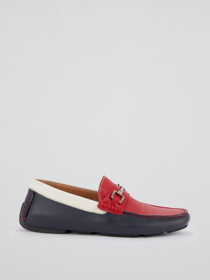 Colour Block Leather Loafers