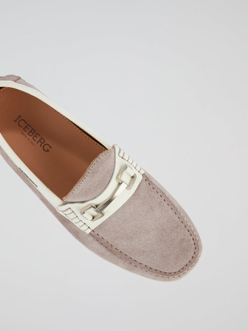 Beige Suede Loafers