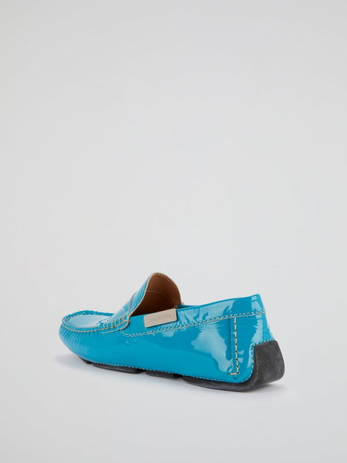 Blue Patent Leather Loafers