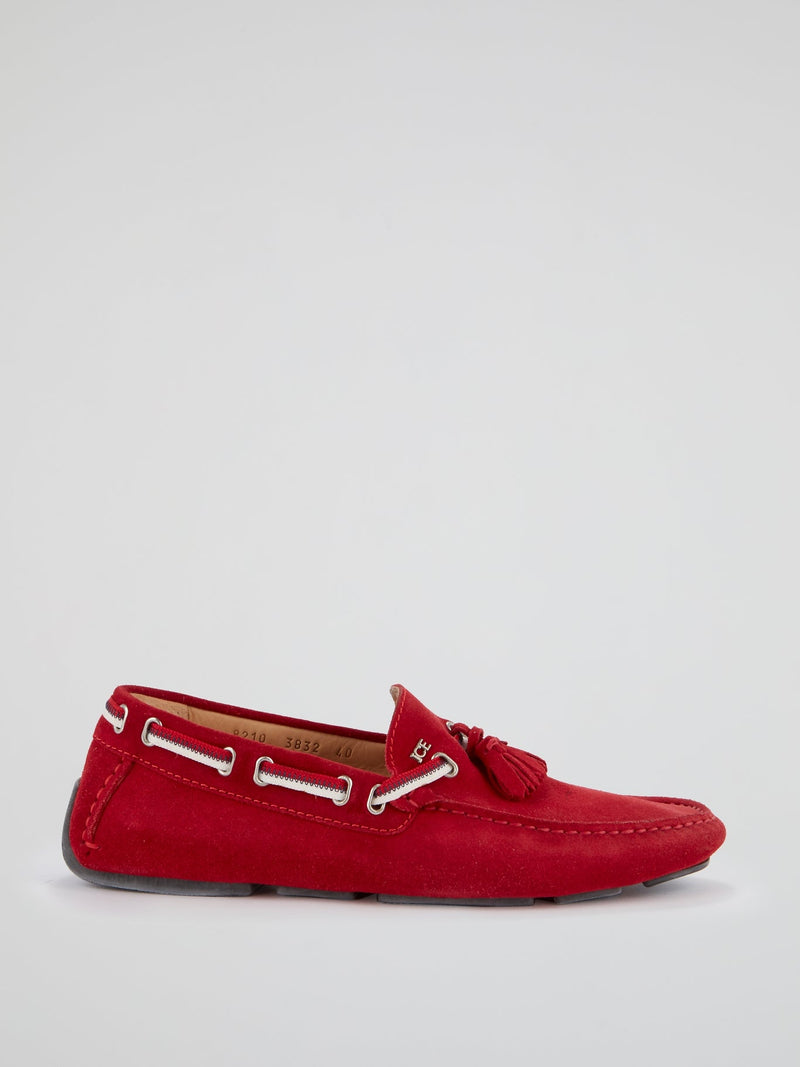 Red Suede Tassel Loafers