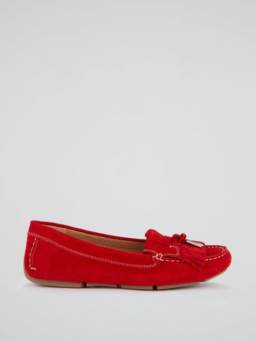 Red Suede Tassel Loafers