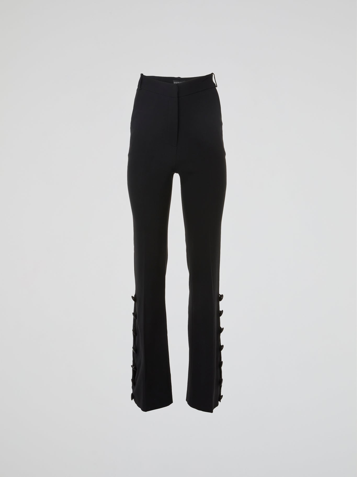 Black Button Detailed High-Waist Pants