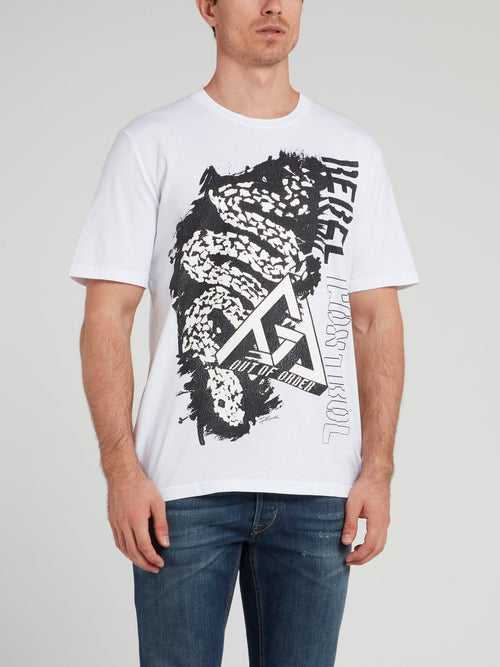 White Sketch Printed T-Shirt