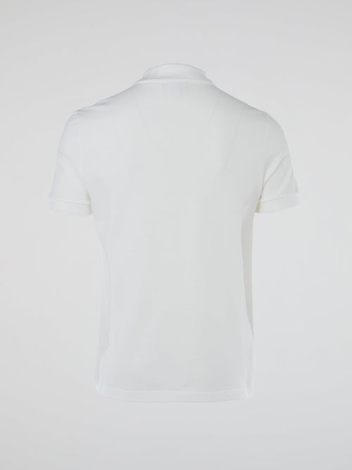 White Patchwork Polo Shirt