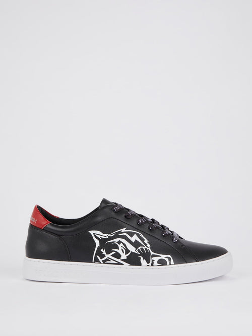 Black Tiger Print Low-Top Sneakers