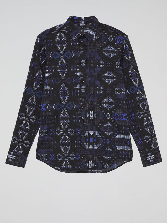 Navy Jacquard Print Shirt