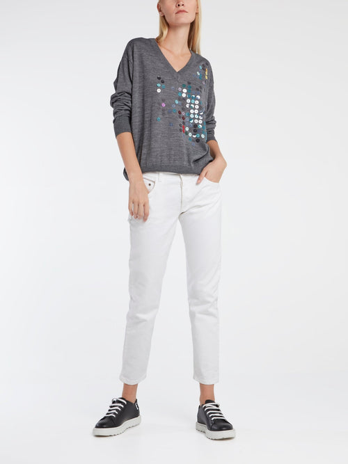 Grey Paillette Embellished Top