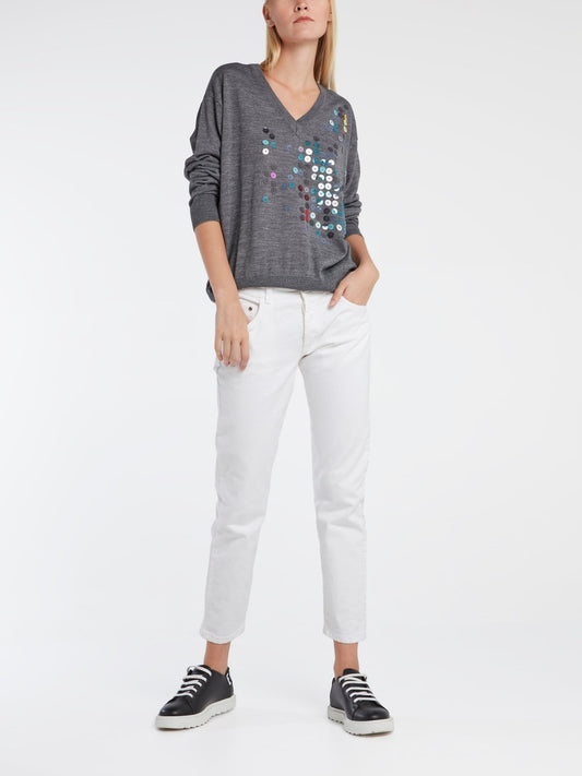 Grey Paillette Embellished Top