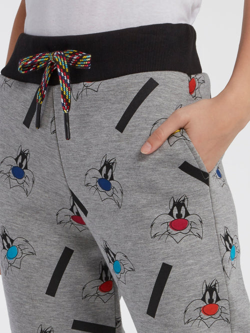 Grey Sylvester the Cat Track Pants