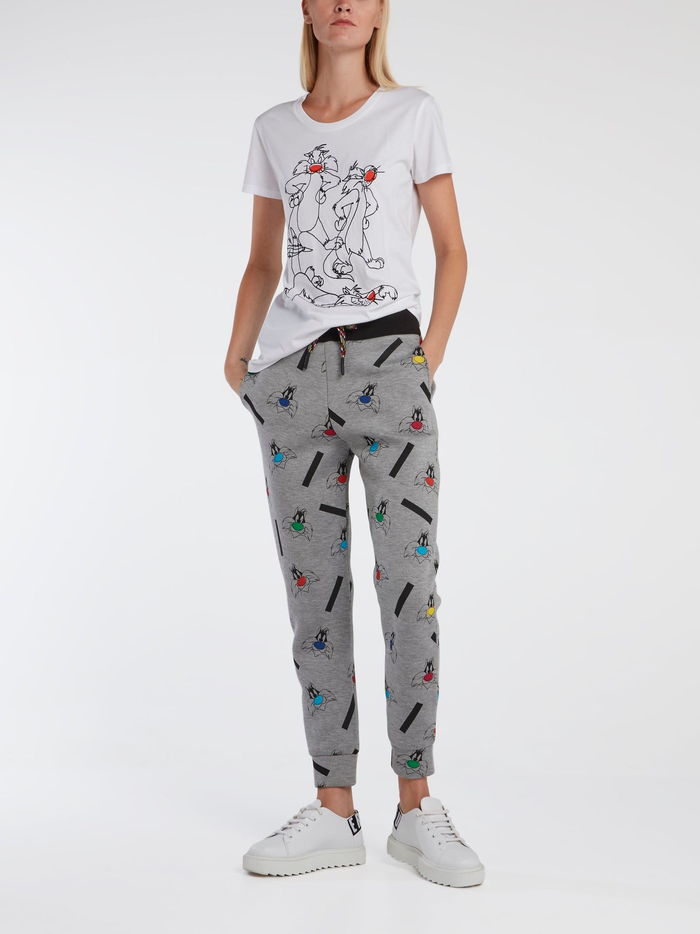 Grey Sylvester the Cat Track Pants