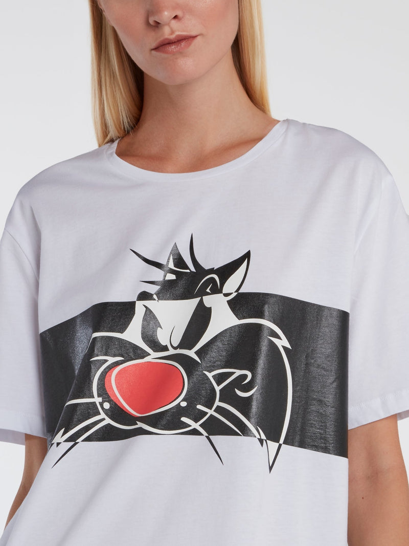 White Sylvester The Cat T-Shirt