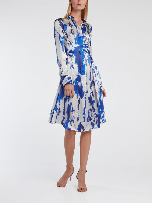 Printed Silk Midi Dress