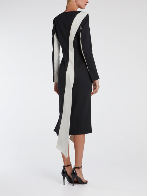 Contrast Detail Tux Dress