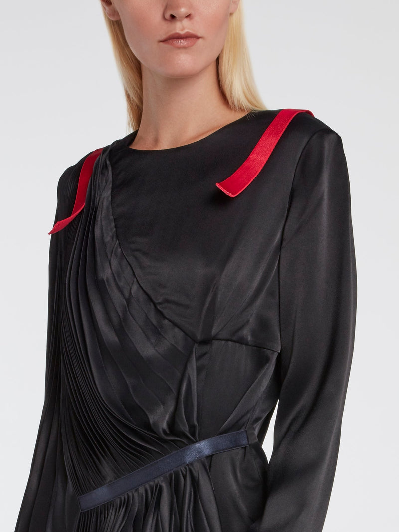 Black Sculptural Pleated Top