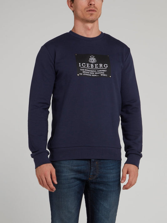 Navy Crewneck Logo Sweatshirt