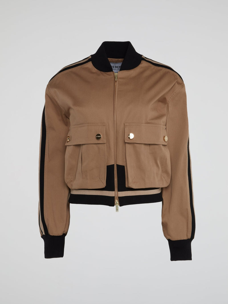 Hazelnut Cropped Bomber Jacket