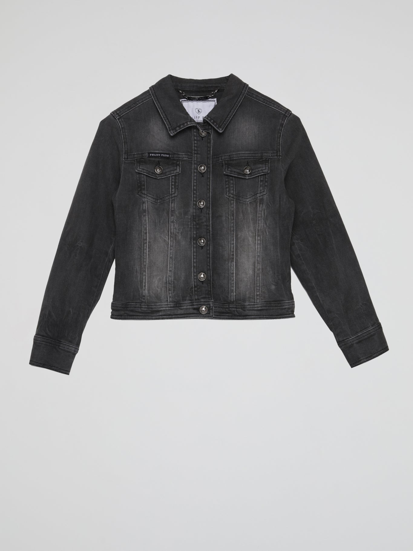 Black Rear Crystal Skull Denim Jacket (Kids)