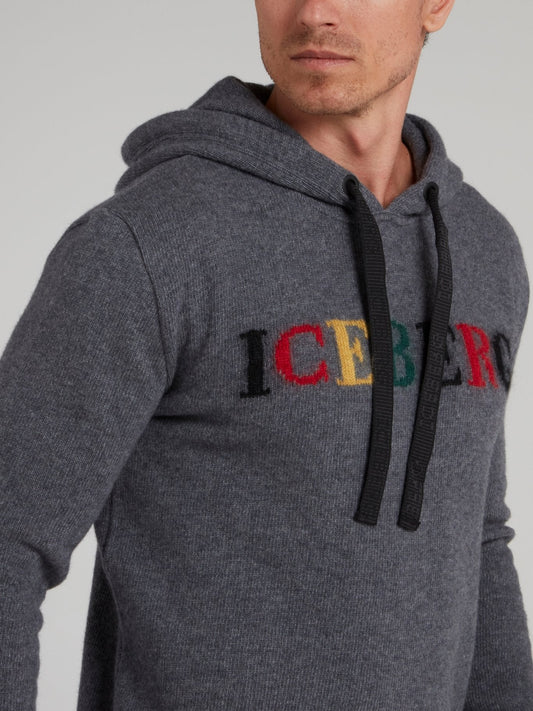 Grey Logo Hooded Sweater