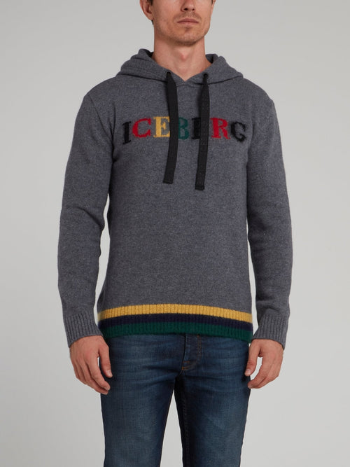 Grey Logo Hooded Sweater