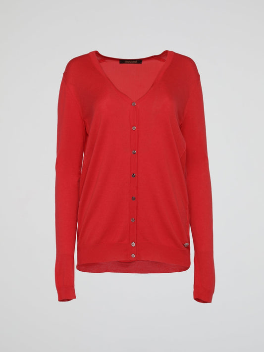 Red Button Up Cardigan