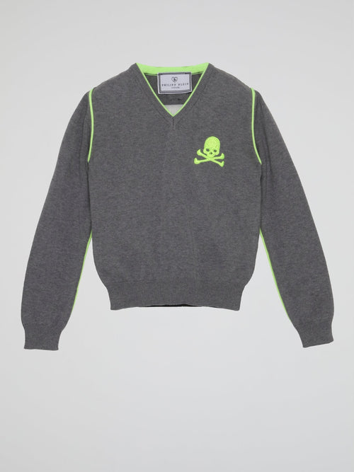 Grey Skull Patched Sweatshirt (Kids)