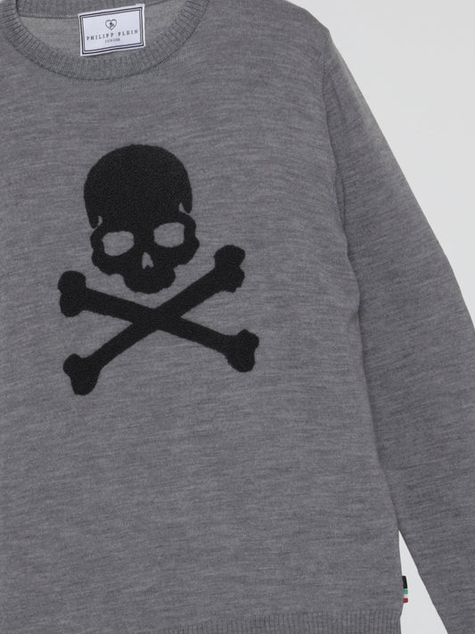 Grey Skull Print Sweater (Kids)