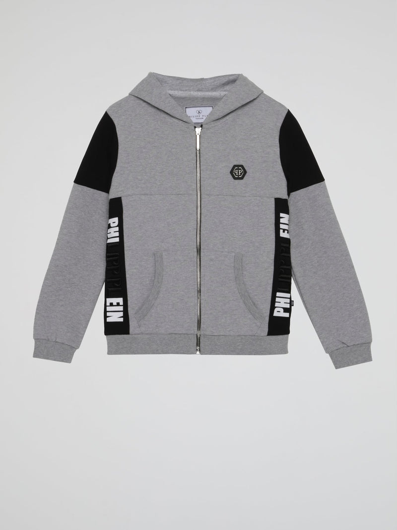 Grey Patched Hoodie Sweatshirt (Kids)