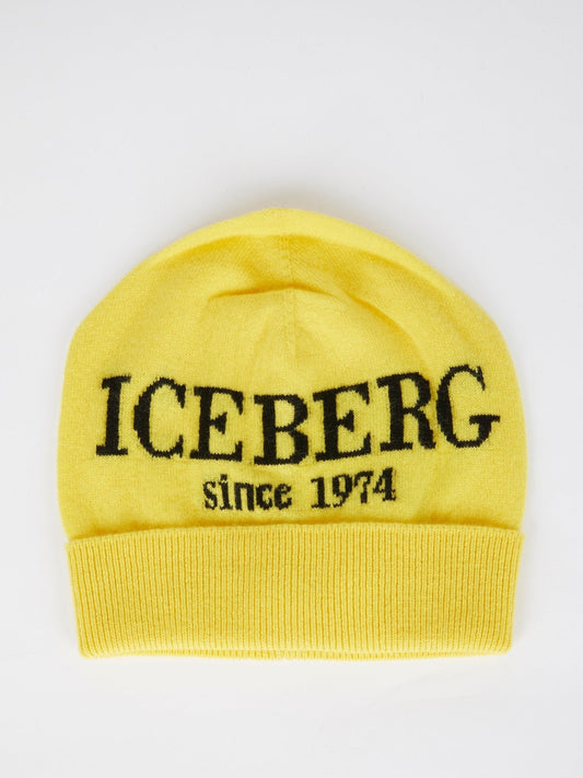 Yellow Logo Cashmere Beanie