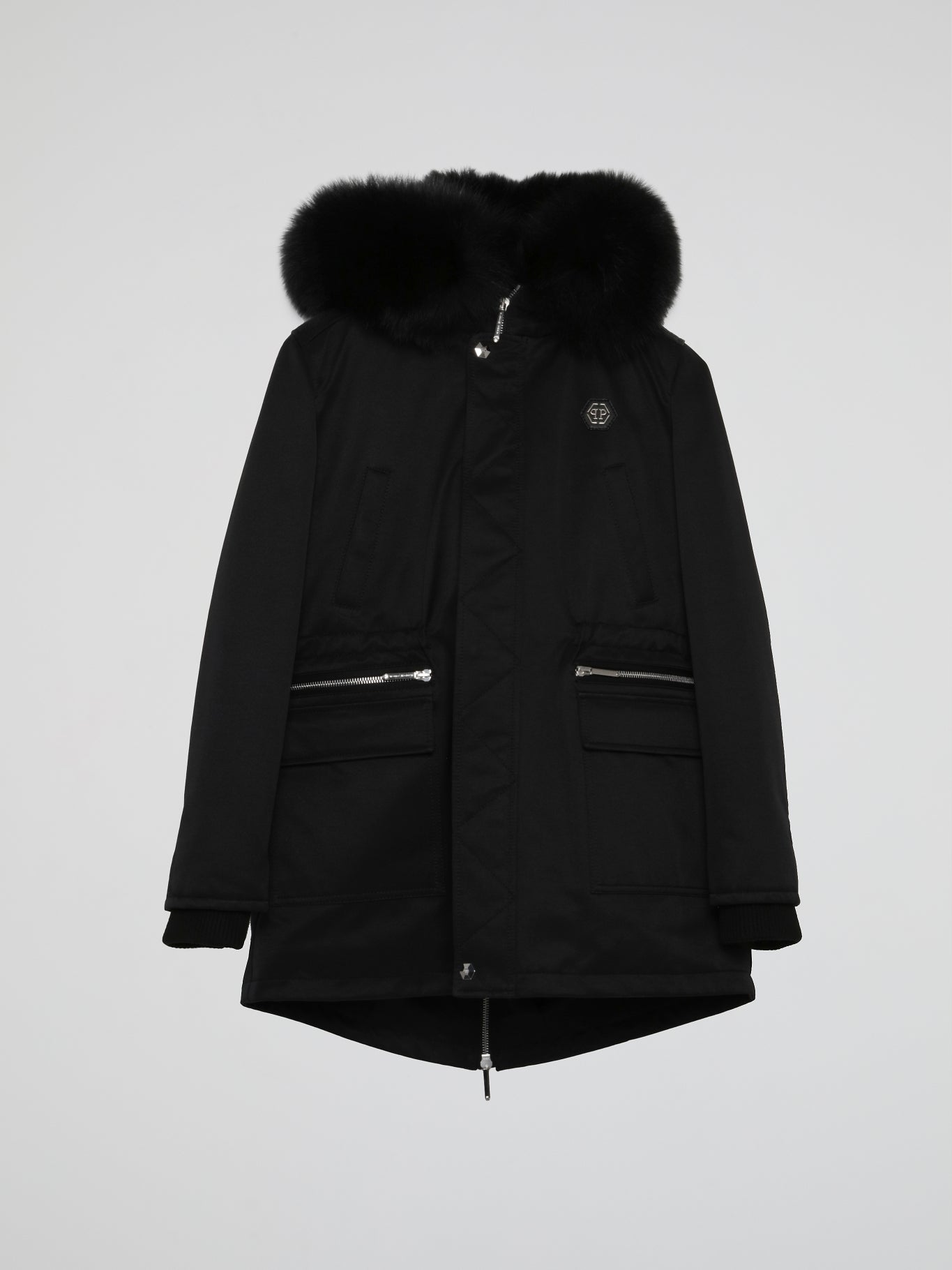 Black Space Plein Fur Hood Parka (Kids)