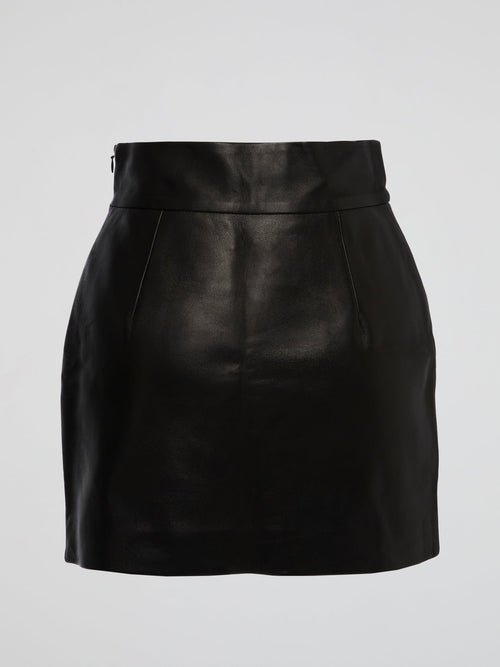 Geometric Leather Mini Skirt