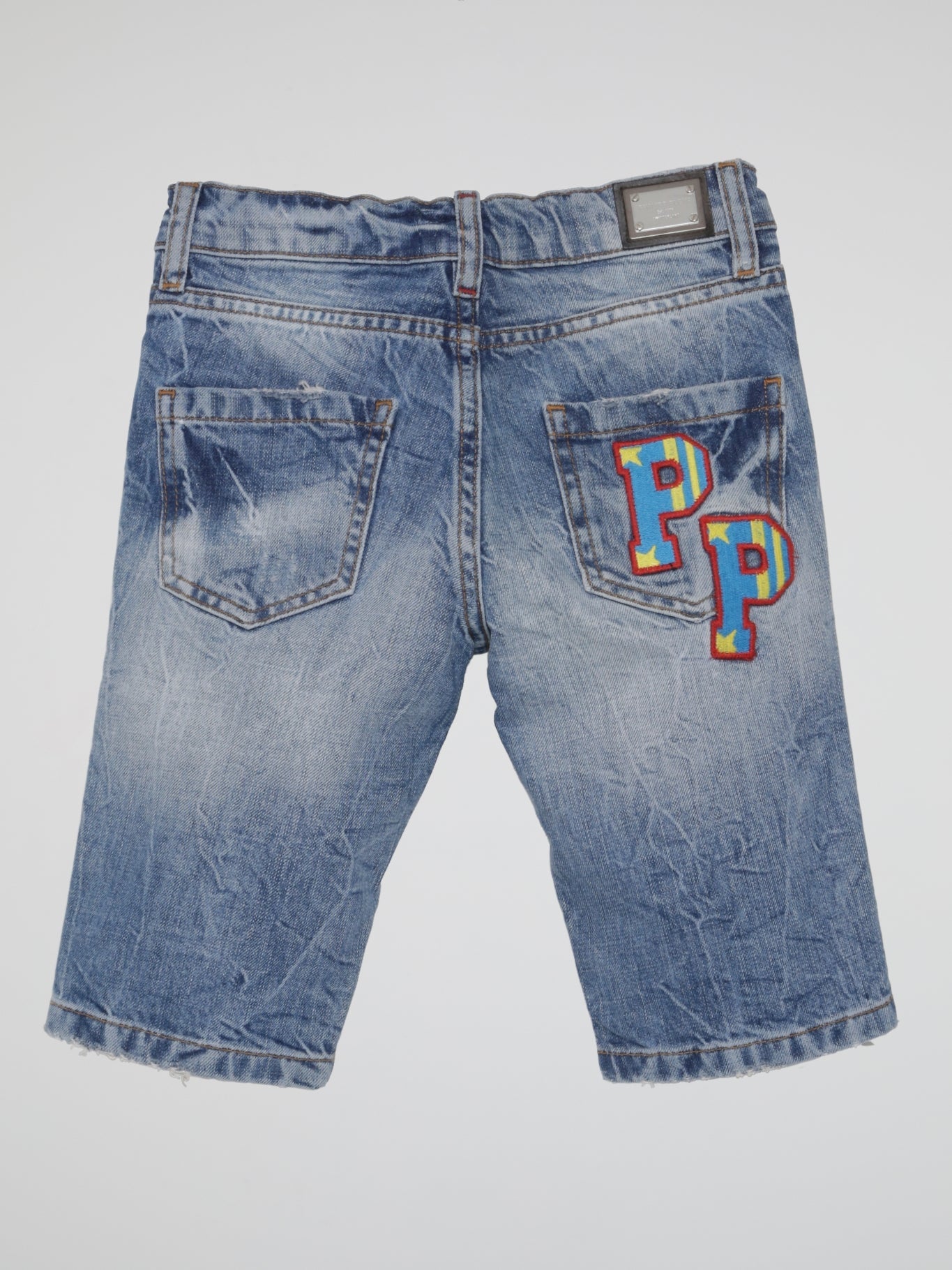 Blue Distressed Denim Bermuda Shorts (Kids)