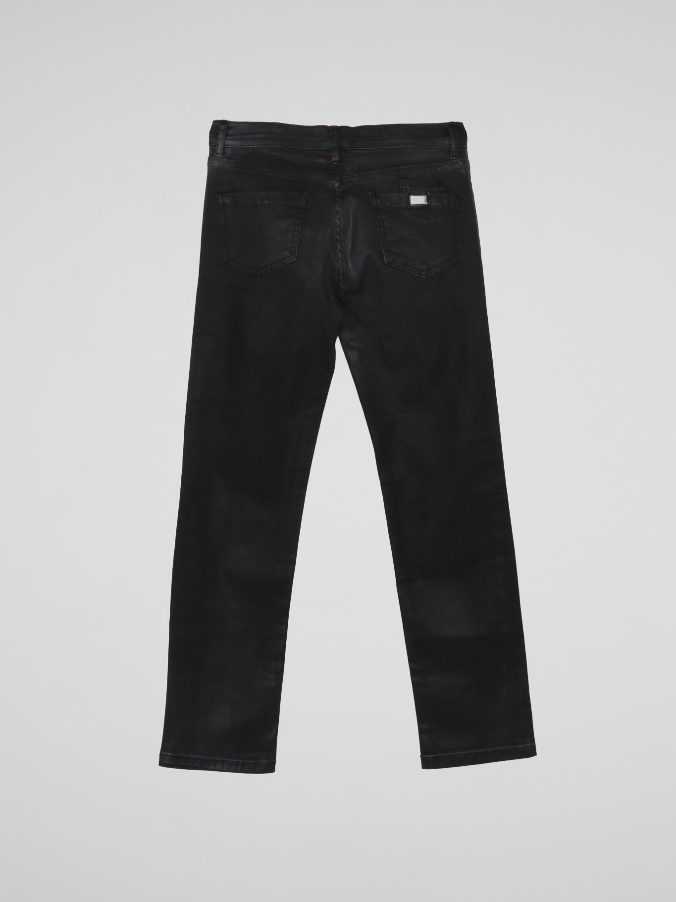 Black Distressed Straight Cut Denim Trousers (Kids)