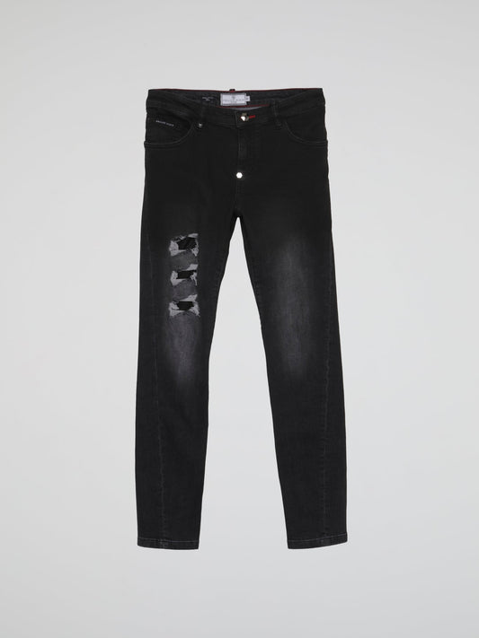 Gothic Plein Black Faded Tattered Jeans (Kids)