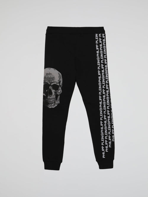 Black Logo Skull Active Trousers (Kids)