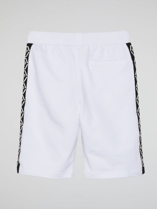 White Logo Tape Jogging Shorts (Kids)