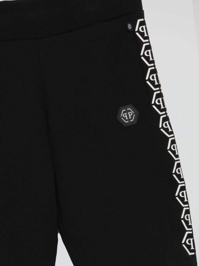 Black Logo Tape Jogging Shorts (Kids)