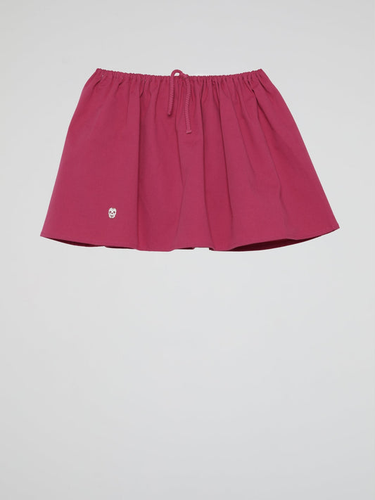 Red With Studded Skull Logo Summer Skirt (Kids)