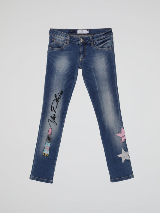 Blue Star Detail Denim Jeans (Kids)