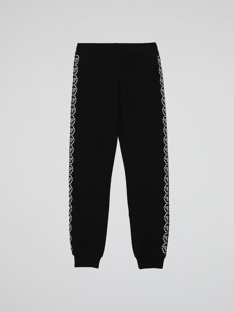 Black Chain Logo Design Jogging Trousers (Kids)