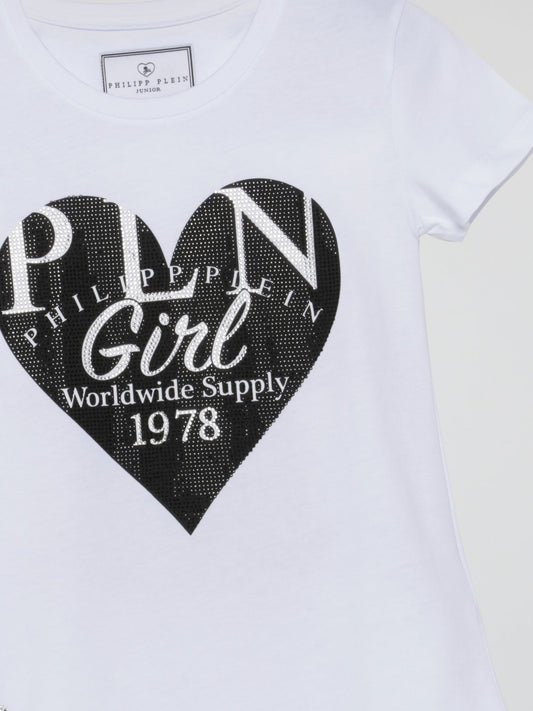 PLN Girl White Crewneck T-Shirt (Kids)