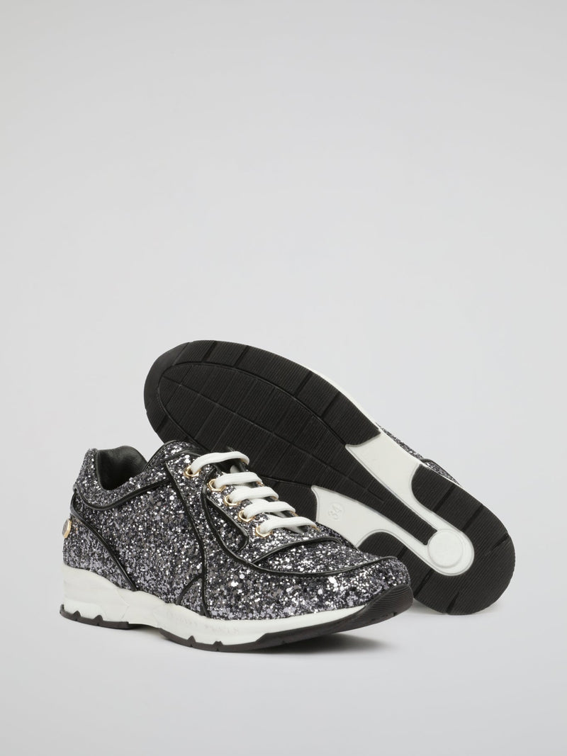 Metallic Crystal Lace Up Sneakers (Kids)