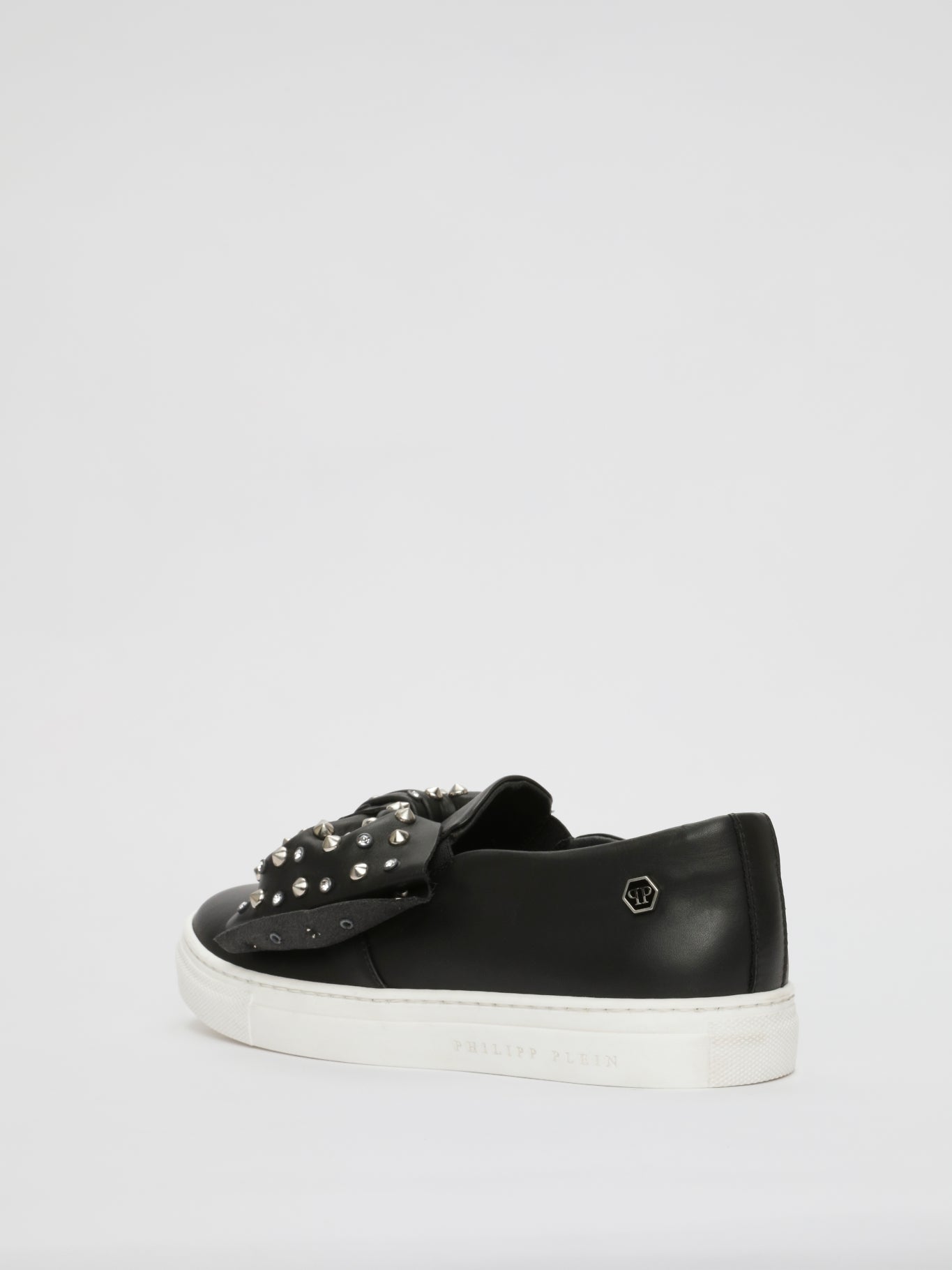 Black Studded Ribbon Detail Sneakers (Kids)